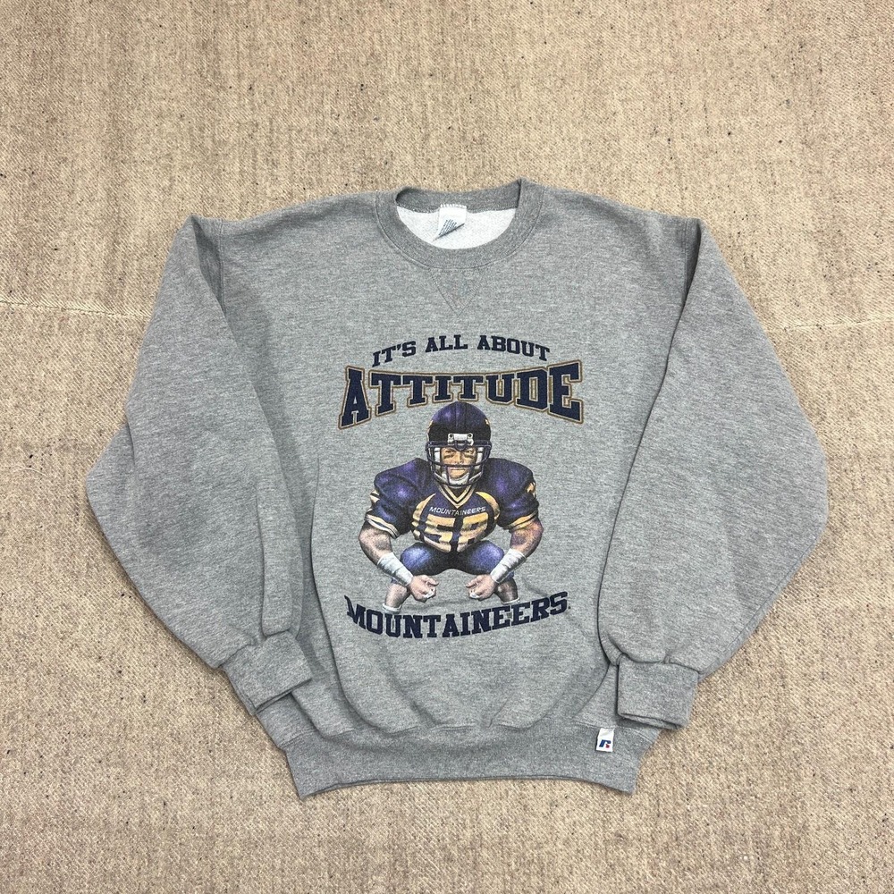 Vintage West Virginia mountaineers Sweatshirt Mens Medium Gray 2000s Russell